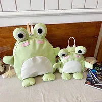 Women funny cute little frog cartoon backpack bag girl student small school bag 2
