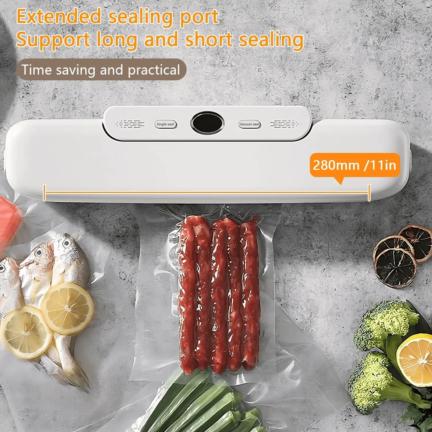 Electric Automatic Food Sealer Packaging Device,Use Kitchen Vacuum Sealing Tool for Meat Fruit Vegetable Long Time Fresh Storage 2