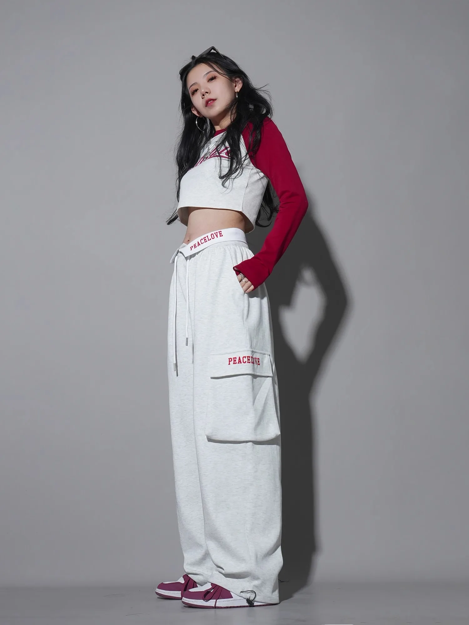 CBXLAB Street Dance Women's hip-hop jazz street dance trousers with turned-up waist design sweatpants