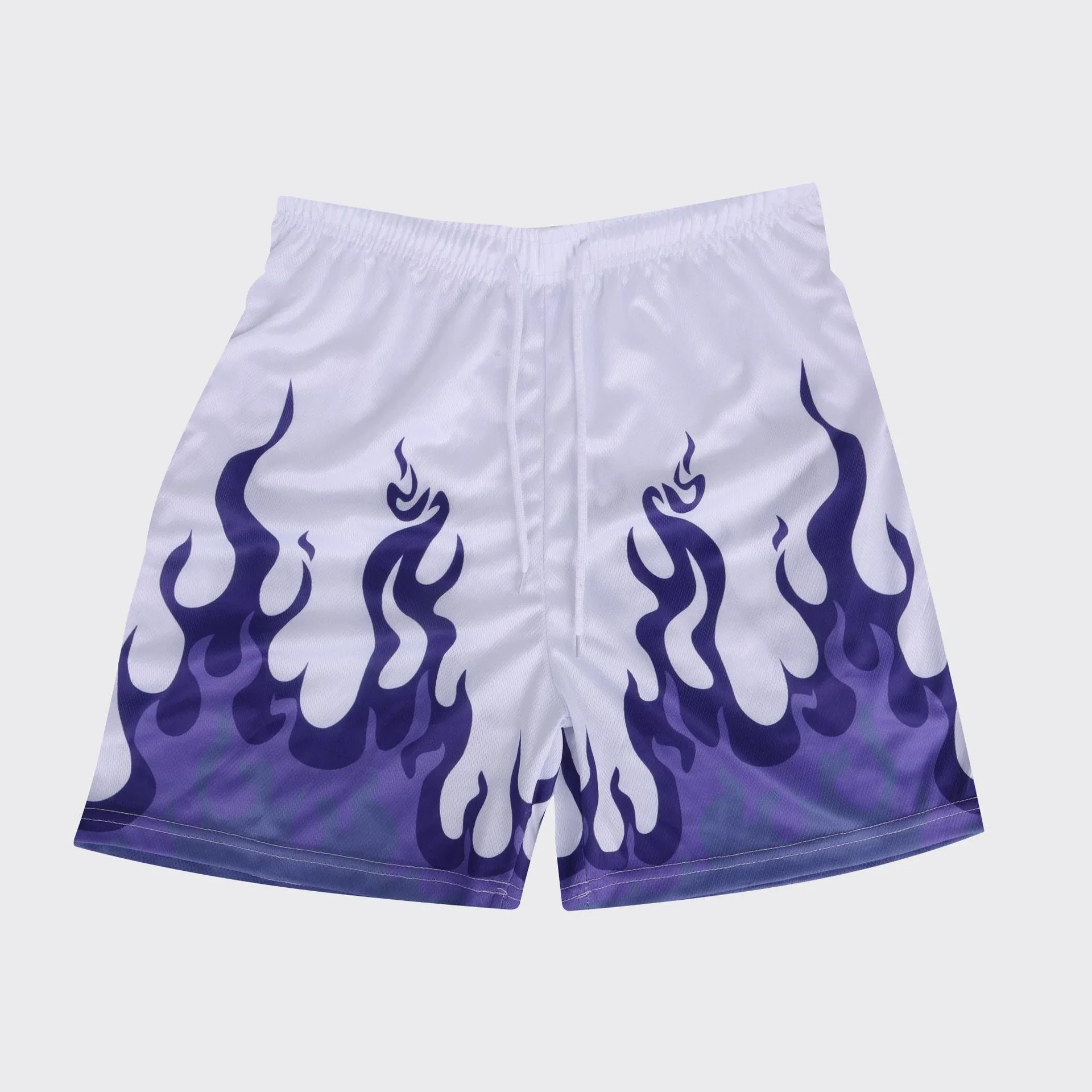 Loose Men's Basketball Shorts Quick Dry Mesh American Flame Print Street Hip Hop Sporty Quadrapartite Pants Skateboard Long Pant