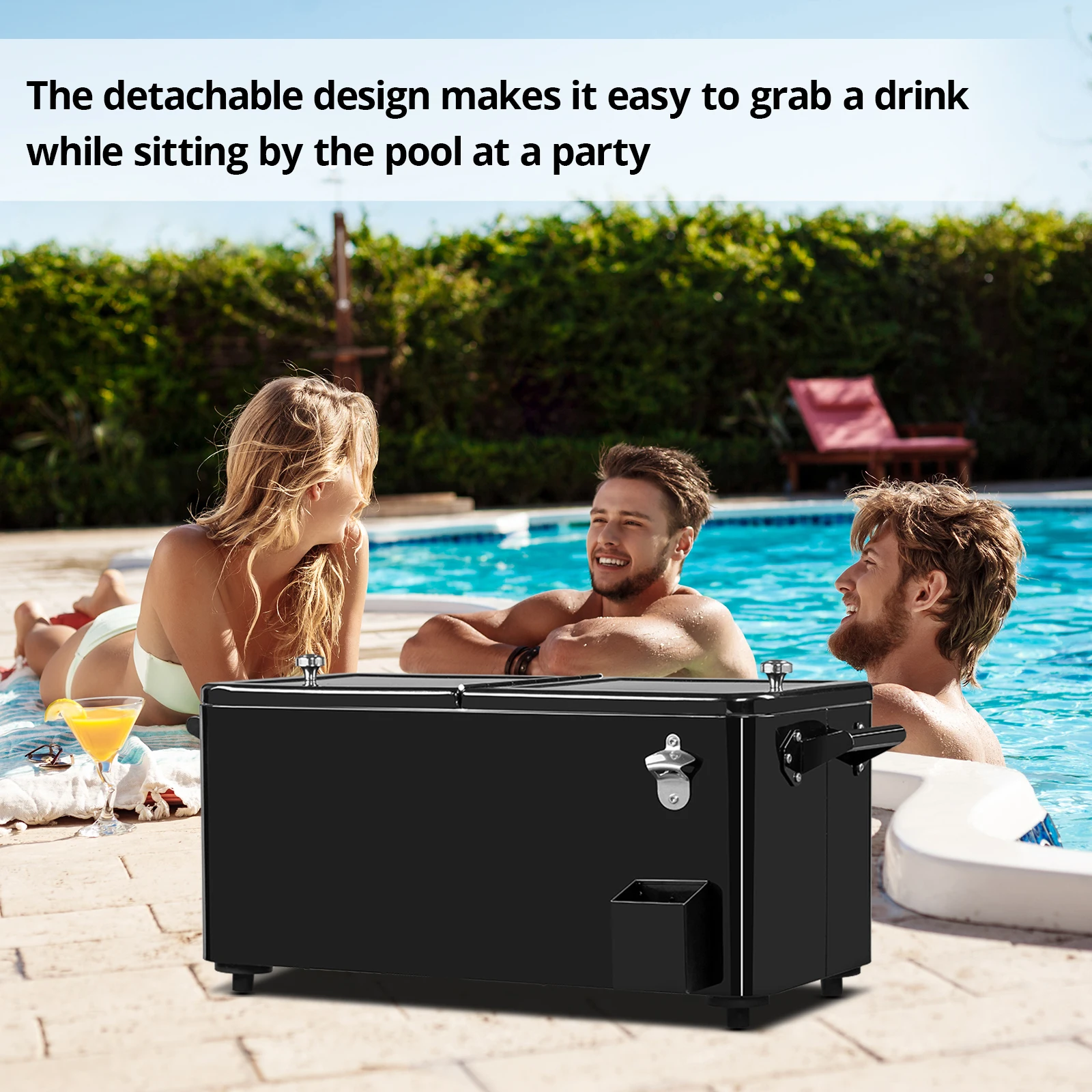 80Qt Black Box Black Square Foot Tube With Drain Pipe Freezer Incubator Detachable Feet