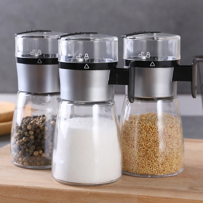 Push-type Salt Dispenser Sugar Bottle Spice Pepper Shaker Can Jar PushType Seasoning Container Kitchen Gadgets, salt shaker, spices bottle, salt pepper shakers, seasoning jar