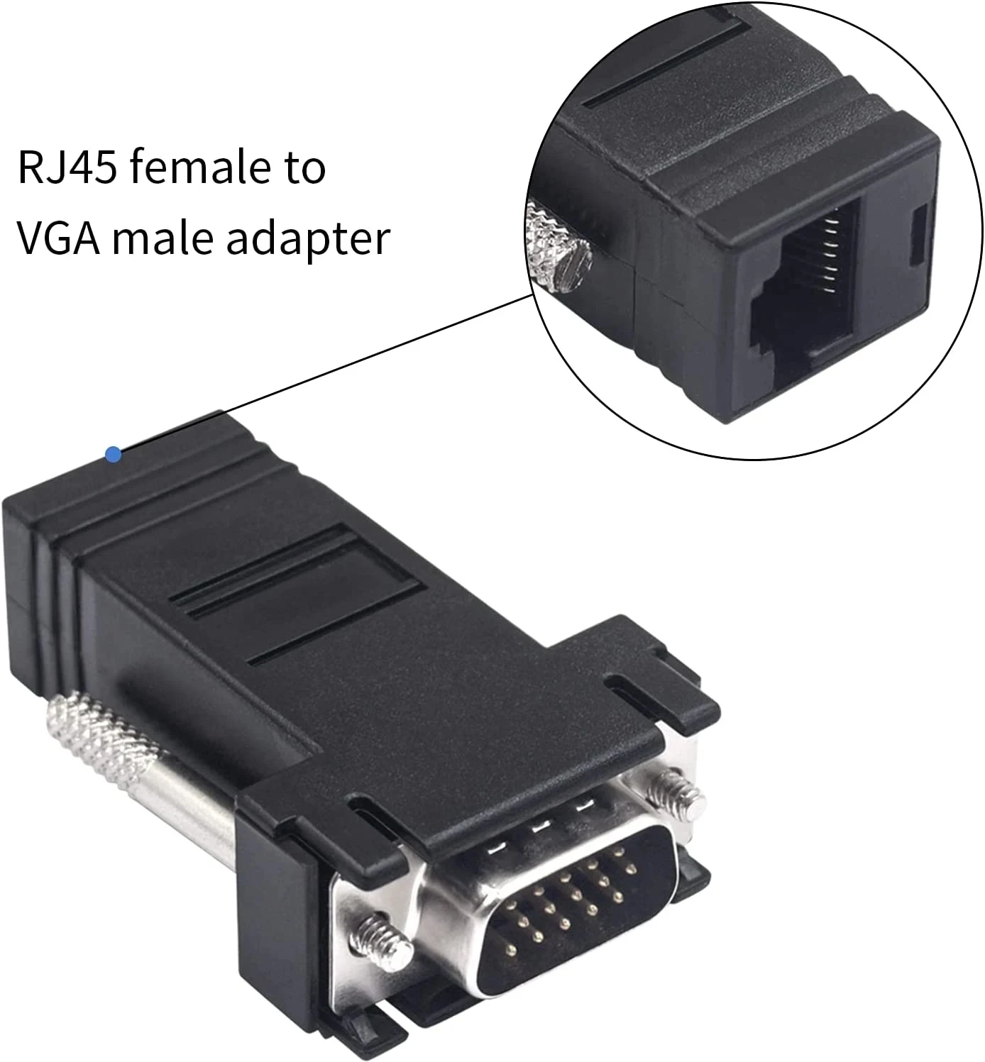 VGA Extender Male to LAN CAT5e/6 RJ45 Network Ethernet Cable to 20M VGA Female Male Adapter for PC Laptop Computer Projector