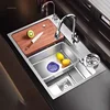 Light Luxury Silver Nano Sink for Kitchen Modern Stainless Steel Three-hole Kitchen Sinks Creative Household Sinks for Balcony 1