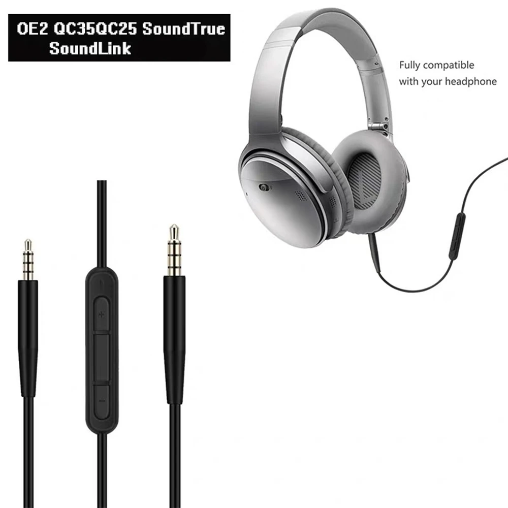 Mic Cable Headphone Audio Cord For BOSE QC35 QC25 OE2 Soundtrue Soundlink Headset 3.5 to 2.5 Pairs of Recording 140cm Or No MIC