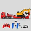 Remote Control Trailer RC Truck Big Electronic Simulation Car With LED Engineering Car Chargeable Vehicle Toy Kids Birthday Gift 1
