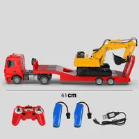 Remote Control Trailer RC Truck Big Electronic Simulation Car With LED Engineering Car Chargeable Vehicle Toy Kids Birthday Gift 1