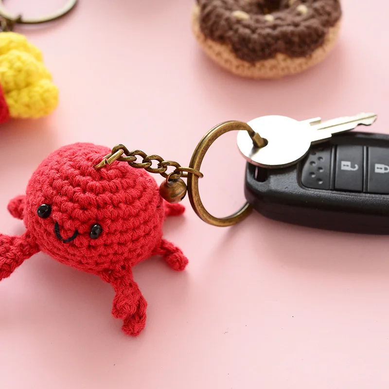 Porte-clés de voiture en forme d'animal de dessin animé, cache-clé en  Crochet fait à la main, pour la maison - AliExpress