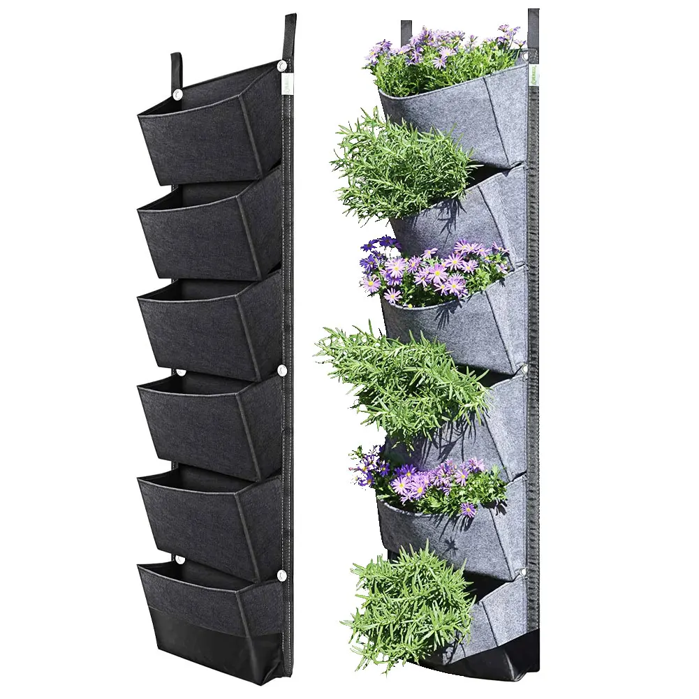

Vertical Hanging Garden Planter 6 Pockets Wall Planter Wall Hanging Flowerpot Bag for Garden Home Decoration