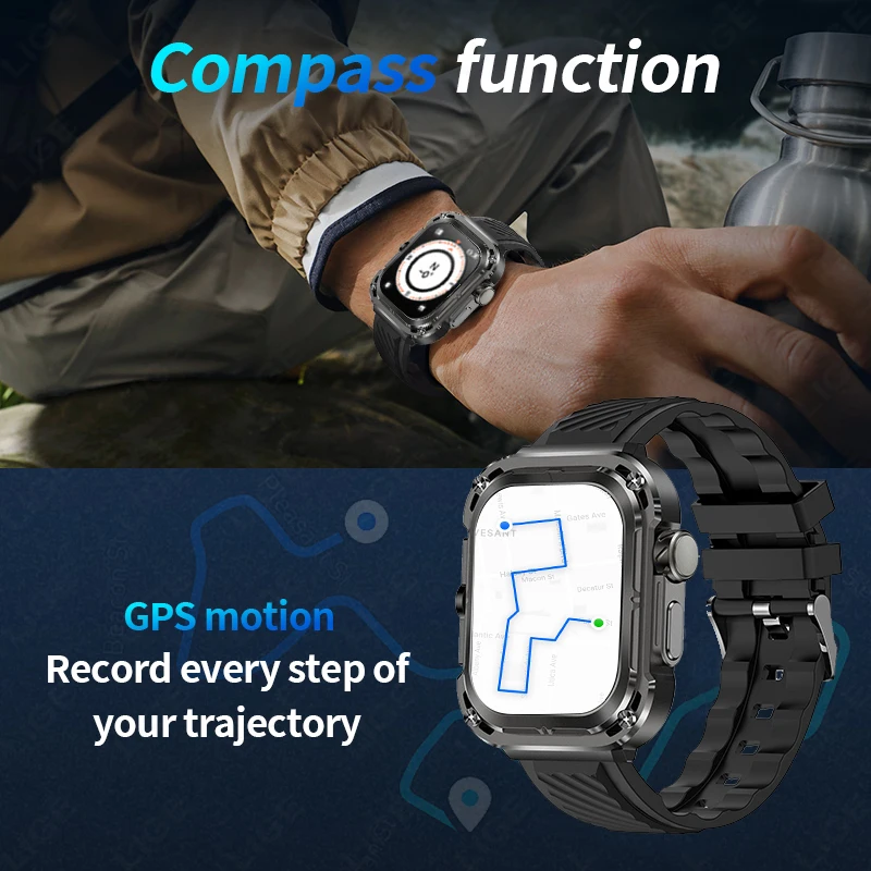 LIGE Smart Watch Men 2026 Watches AMOLED HDScreen Bluetooth Call GPS Trajectory Heart Rate Health Monitor Compass Smartwatch Man