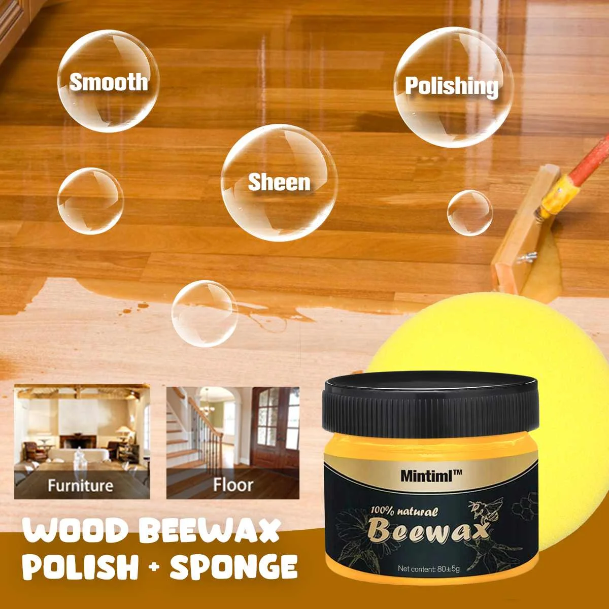 80g Wood Care Wax Solid Wood Furniture Polishing Seasoning Beeswax Polisher  Waterproof Furniture Care Maintenance Beeswax - AliExpress