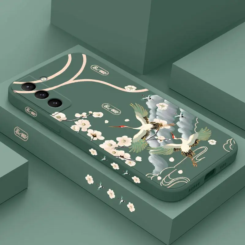 Ink Elegante Custodia In Silicone Per Gru Per Samsung Galaxy S22 S22 Ultra S22 Plus S20 Plus S23 Plus S23 S23 Fe S21Fe S21 S20 Cover