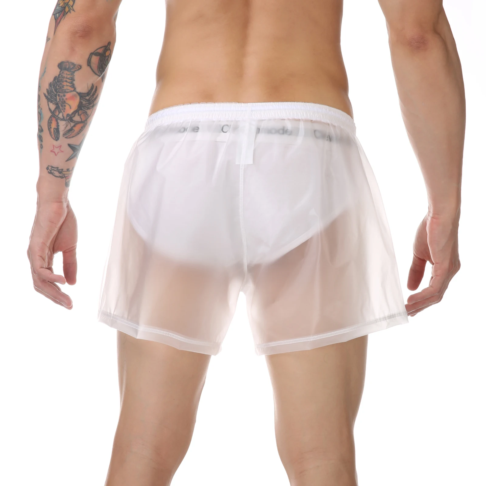 Badeshorts Männer Badehose Mann Sexy Transparente Bademode Wasserdicht Strand Kurze Hosen Badeanzug PVC Badeanzug Beachwear – Detail 11