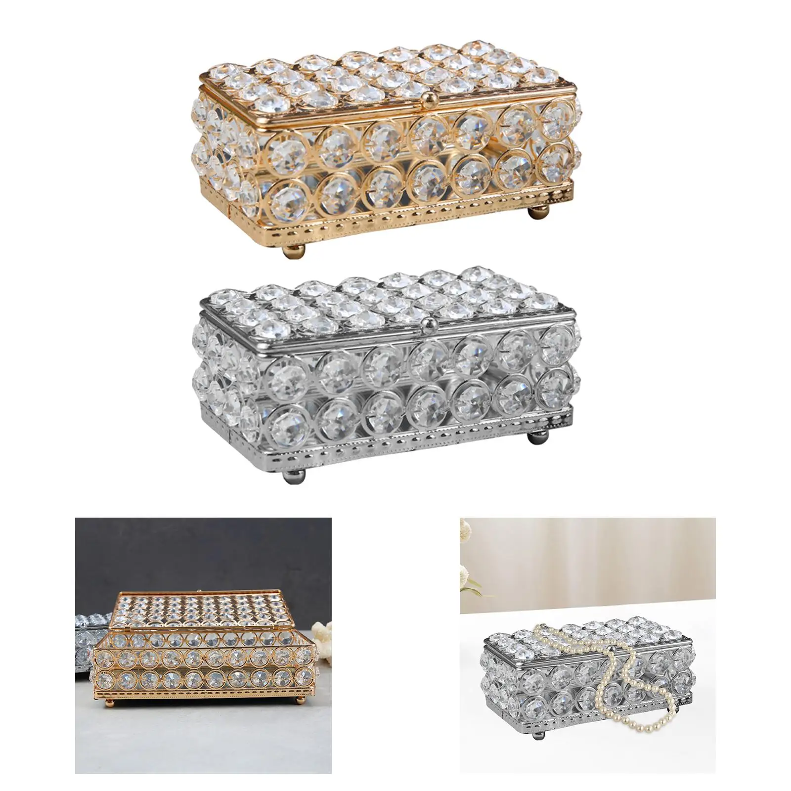 Jewelry Box Cosmetic Organizer Box Rings Case Elegant Earrings Rings Box for Bangles Bracelets Hairpin Necklaces Headwear