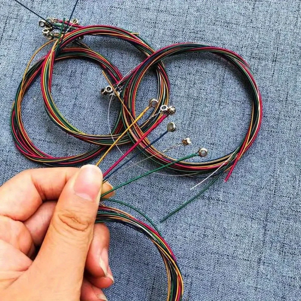 Acoustic Guitar Strings Classical Guitar Strings 6Pcs/Set Multi Color Acoustic Guitar Strings Rainbow Colorful Guitar Strings E-A For Acoustic Folk Classic Guitar11