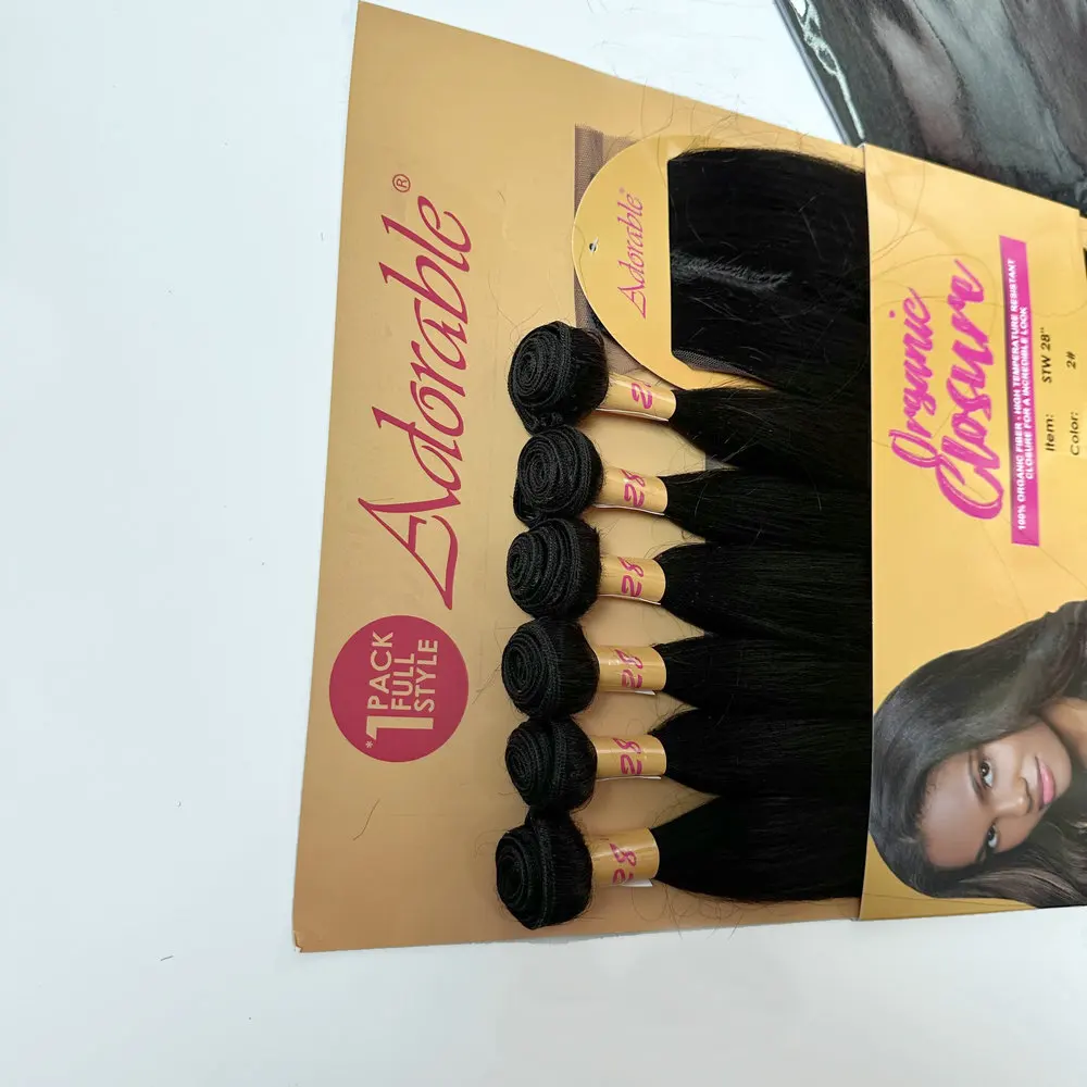 Long Silk Straight Synthetic Hair Bundles With Closure 30 Inch Packet Hair Weaves 6PCS synthetic hair extensions