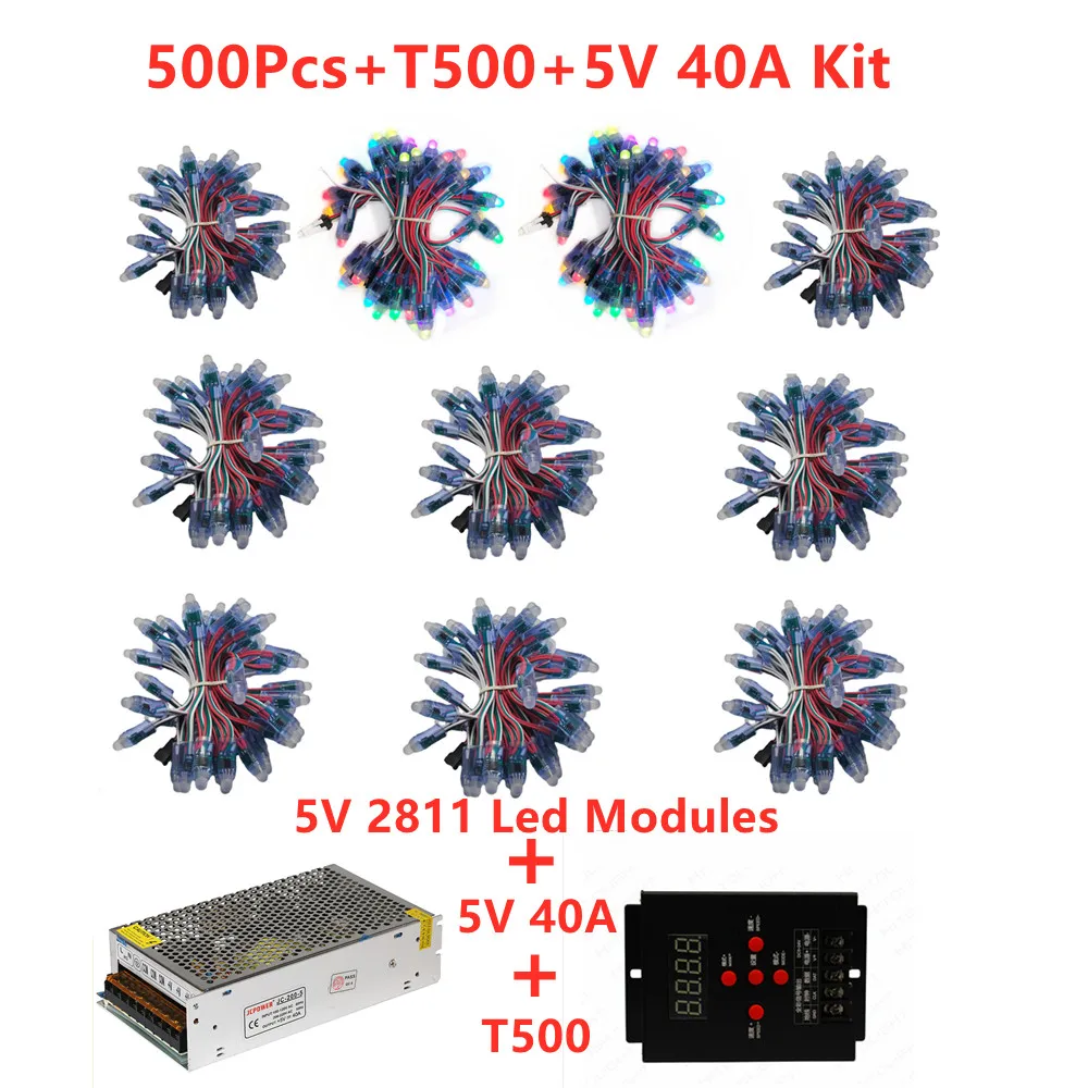 LED Modules Lights String 500Pcs-1000Pcs 12mm DC5V WS2811 IC RGB Full Color Digital Pixel Light LED Module IP68 Waterproof Christmas String Light Full Kit