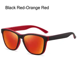 Polarized Mirrored Unisex Sunglasses with UV400 Protection - Stylish Classic Retro Design (Black Red - Orange Red)