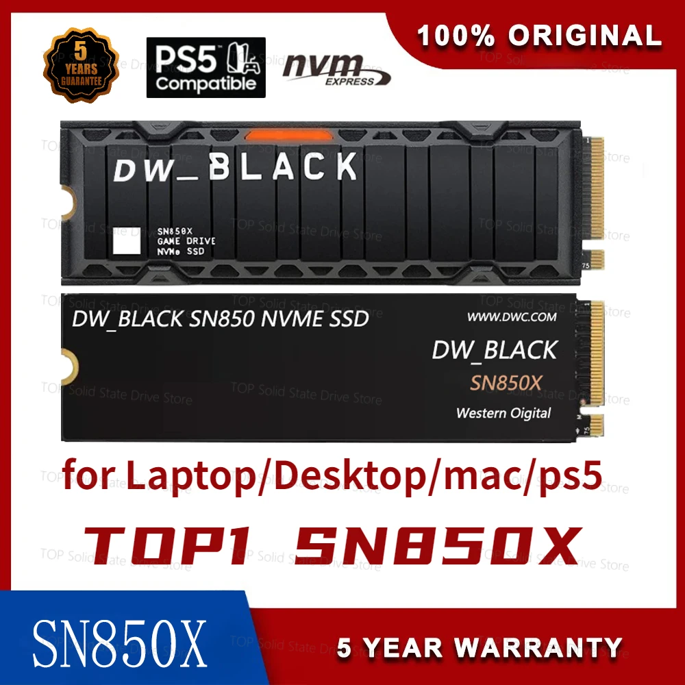 

New 4TB 2TB SN850X RGBNVMe Internal Gaming SSD Solid State Drive with Heatsink - Works with Playstation 5,Gen4 PCIe,M.2 2280,Up