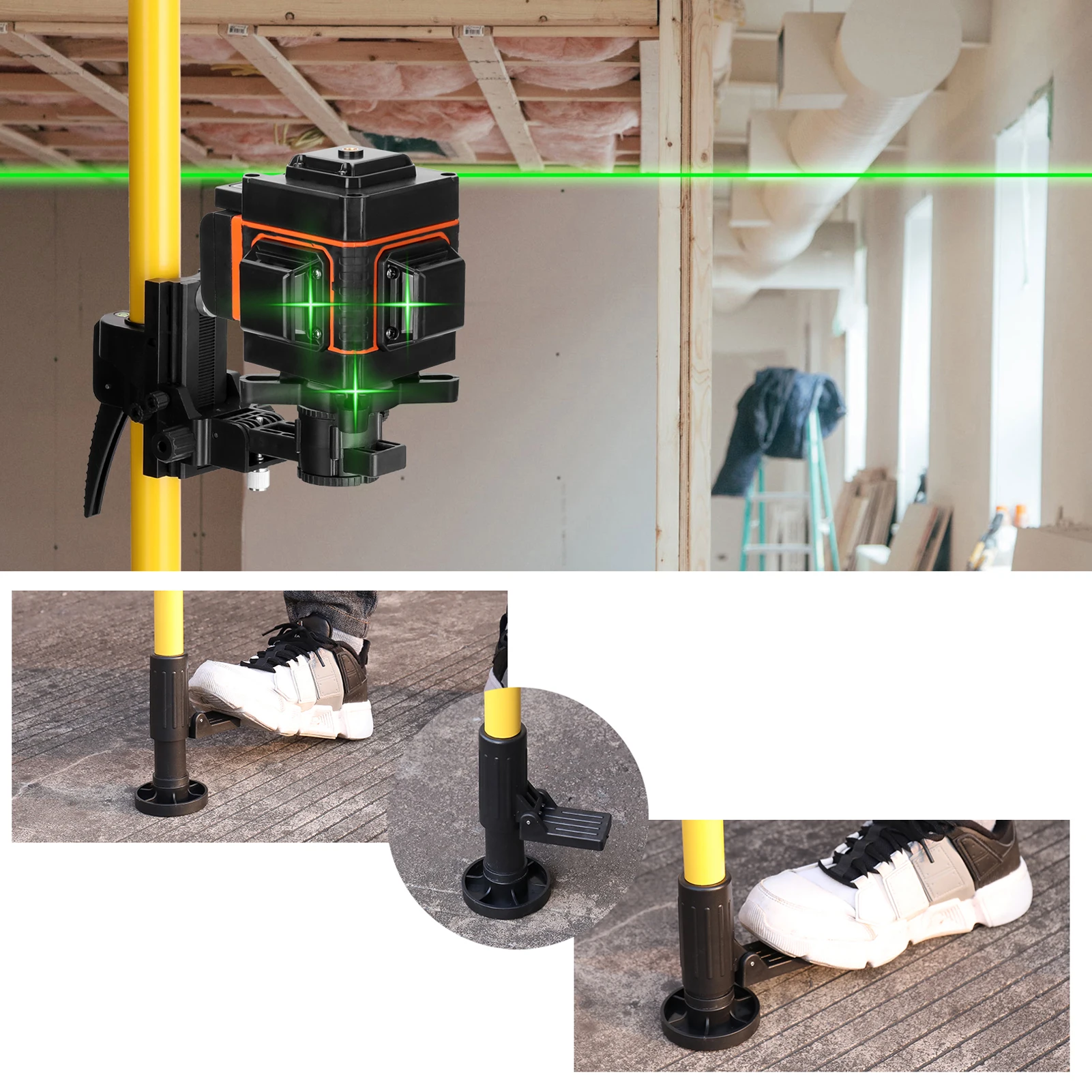 4.2m Height Adjustable Line Leveler Stand Bar Telescopic Bracket 1/4'' Thread Li