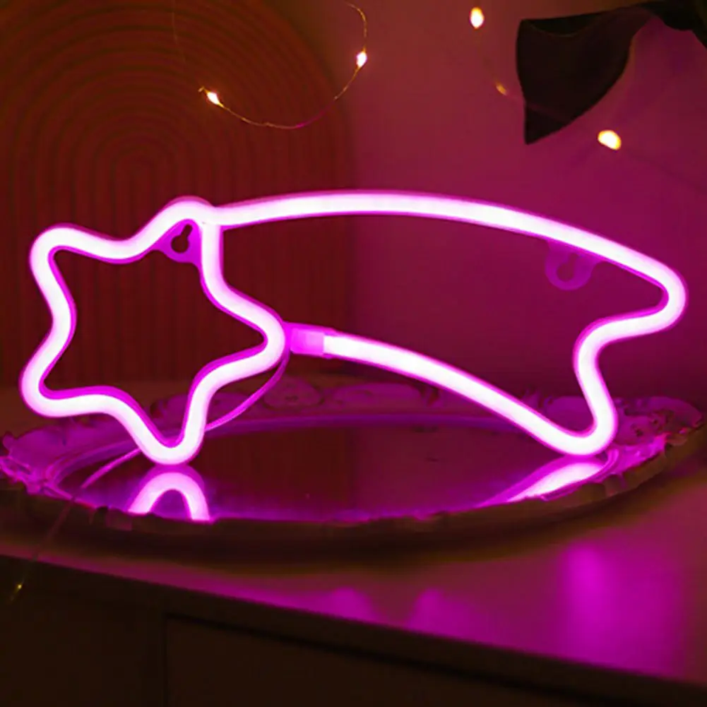 

Table Neon Light Led Neon Light Meteor Neon Sign Lamp Non-glaring Led Desktop Ornament Usb/battery Powered Unique Shape for Home