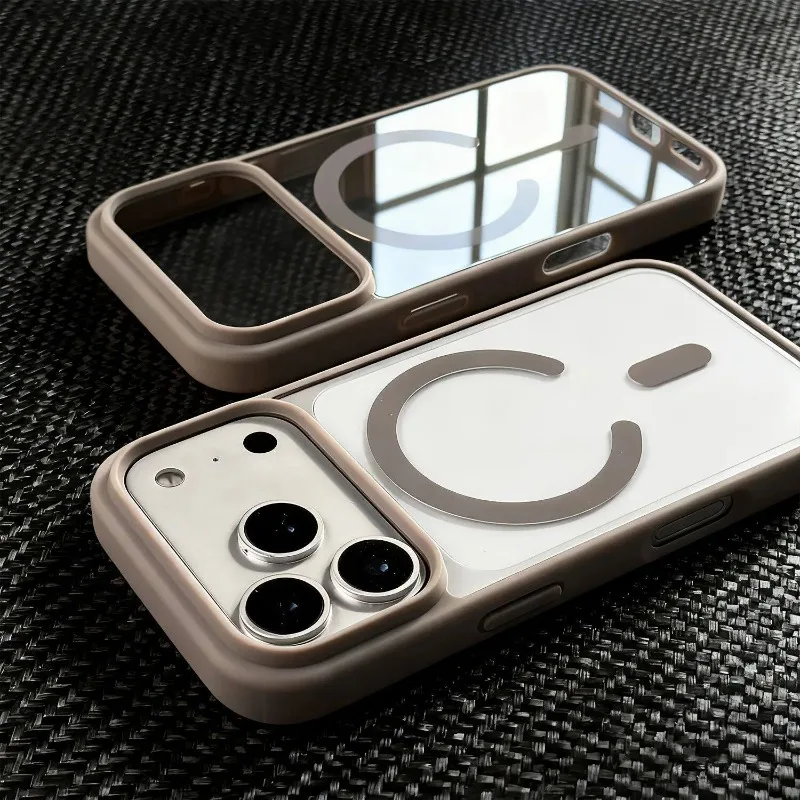 Anti-Yellowing Matte Transparent Phone Case with Magsafe Magnetic Clear Cover