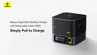 Настольное зарядное устройство Baseus 100 Вт для планшета, ноутбука, быстрое зарядное устройство, выдвижное зарядное устройство для телефона USB C для iPhone, Samsung Macbook