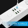 Standard Grounded Power Strip 4 EU Plugs Sockets 4 USB 2 Type C Ports Overload Protection With Extension Cable for Home Office 5
