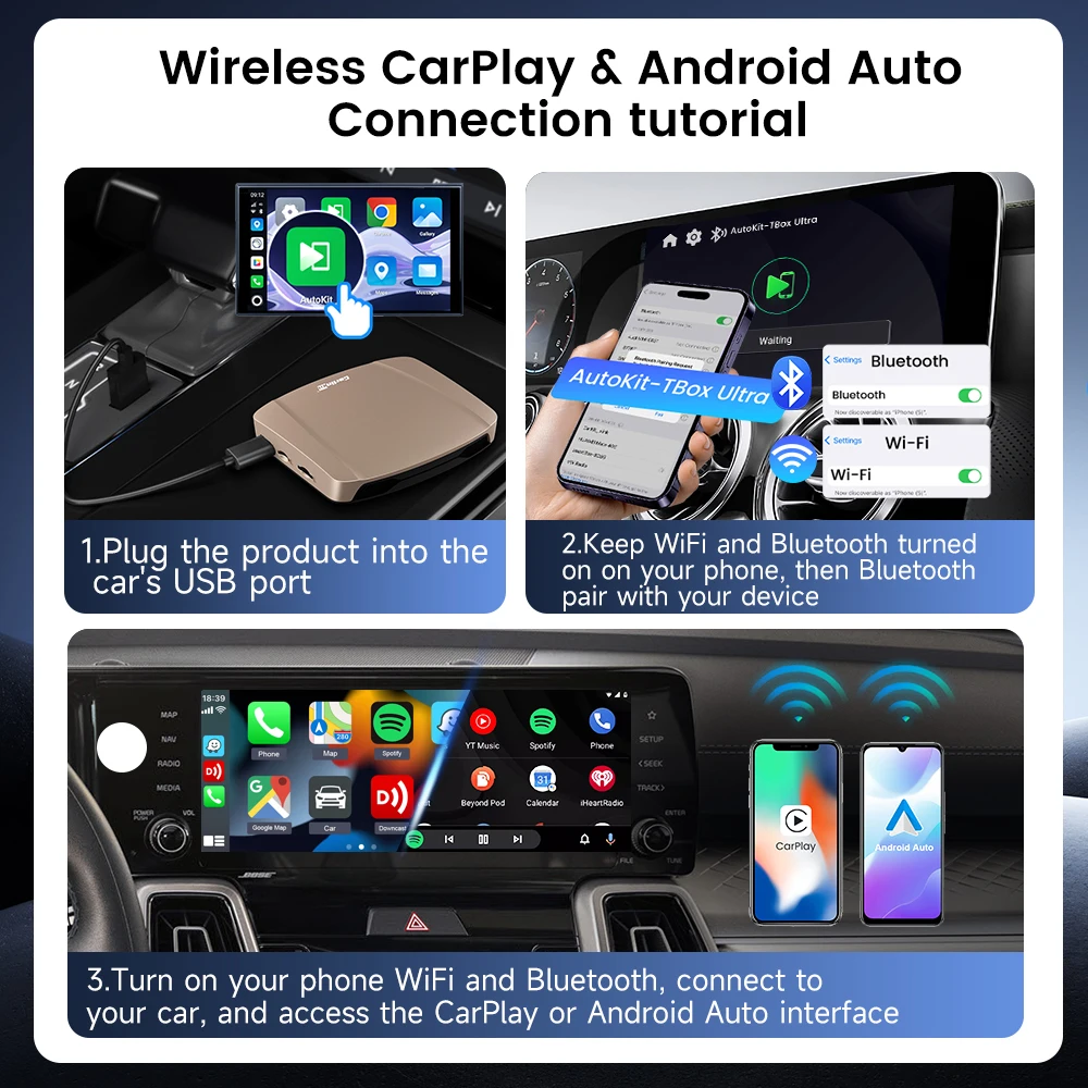 CarlinKit Tbox Ultra 8G 256G ワイヤレスCarPlay Android Auto