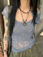 Soft Lace Thin ort Sve Slim Fit T-irt Dongda Gate INS Cute 3D Flower Print Comfortable Casual Top for Young Women