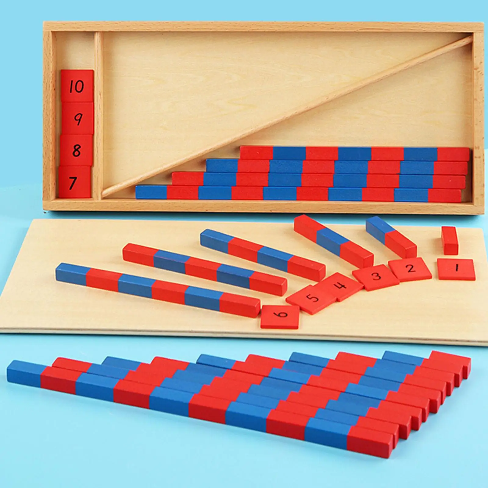 Montessori Red Blue Number Rods Counting Rods Number Match Puzzle Multipurpose for Kindergarten Activities Family Party Toddlers
