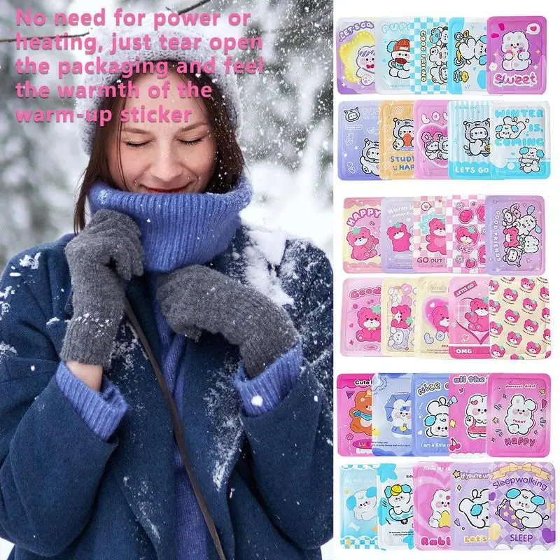 

10Pcs Cute Animal Pattern Self-heating Warming Patch Winter Cold Proof Warm Whole Body Stickers Heat Patches for Cold Weather