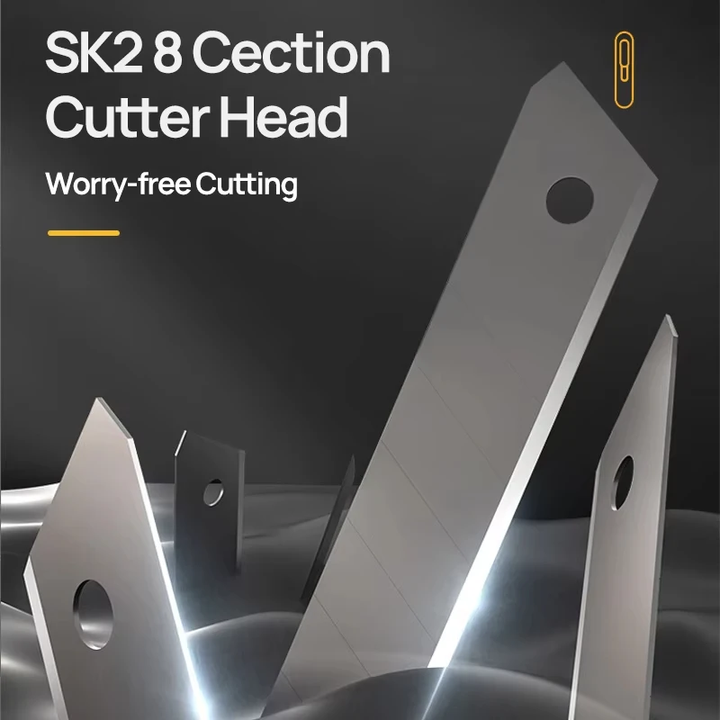 DELI?SK2 프리미엄 블랙 블레이드 사무용 가위(자동 잠금 버튼 포함) 종이 공예 및 일상 사무용 날카로운 절단 도구