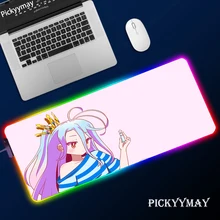 No Game No Life Gaming Mouse Pad RGB Computer LED Mousepad Large Gaming Mouse Pad XL Mouse Pads Pink PC Gamer 900x400 Desk Mat
