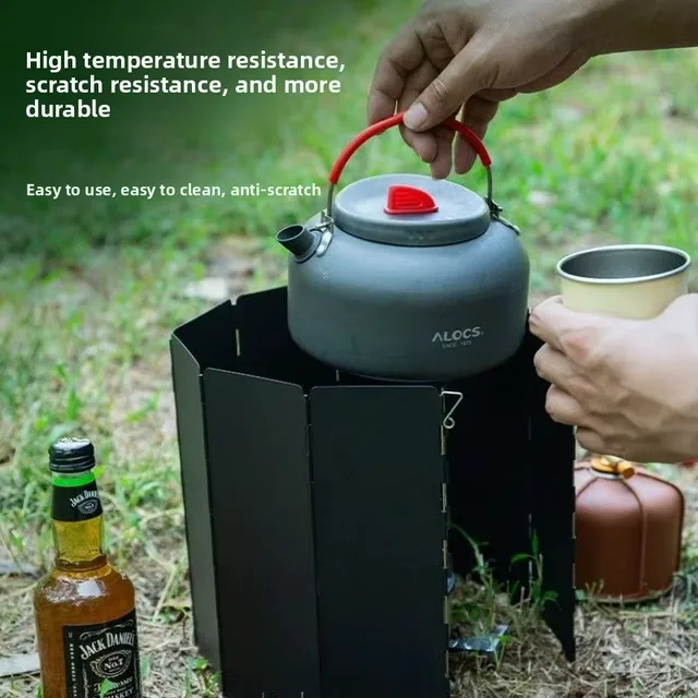 Stove Windshield Folding Structure 10 Plates Camping Supplies Wind Deflectors Stove Picnic Cooking Burner Windproof Screen