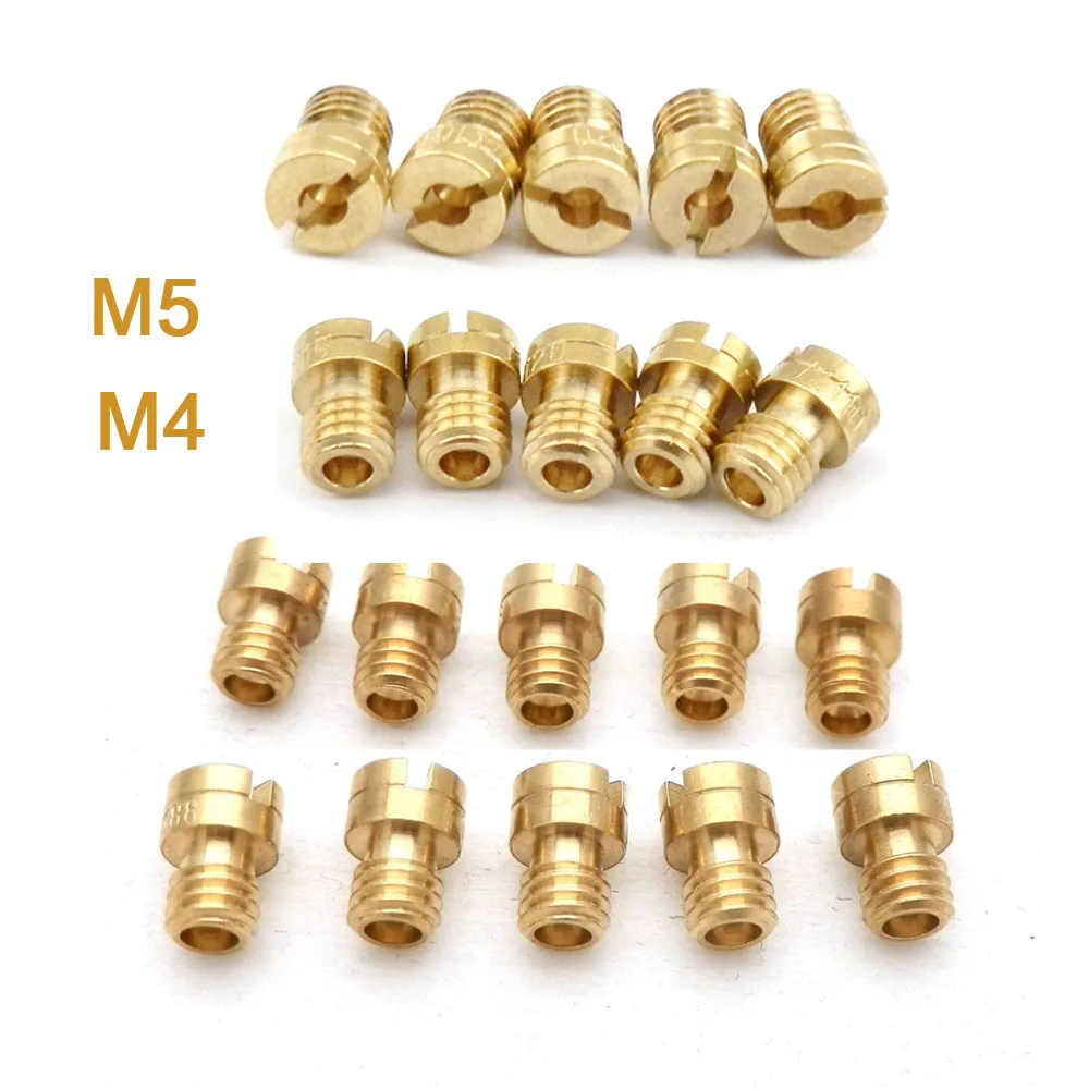 Pack of 10pcs Motorcycle Carburetor Main Jets Slow Pilot Jets M4 M5 6mm Thread for PWK Keihin OKO CVK Carb Set Injector Nozzle