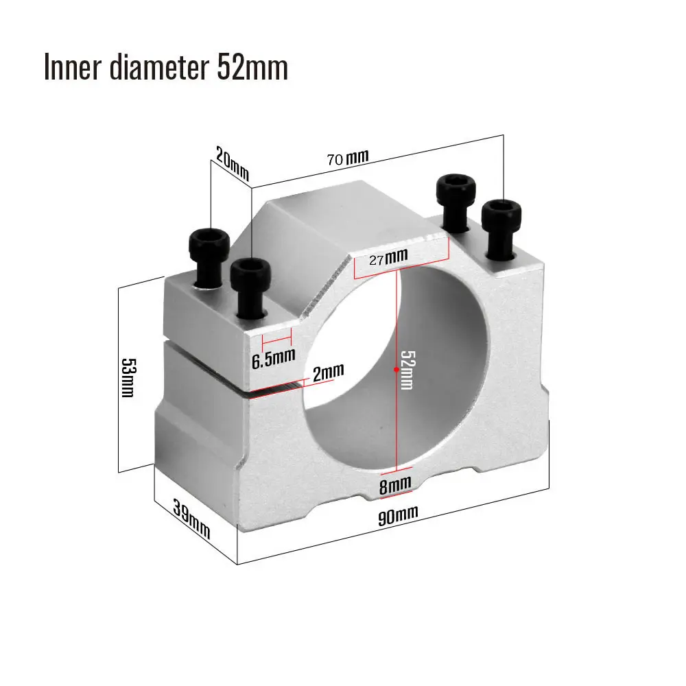 Aluminium CNC Spindle Clamp Holder Inner Diameter 52mm 65mm 80mm Z Axis Router Mount Bracket 800W 1.5KW 2.2KW Spindle Fixture For Spindle Clamp Holder
