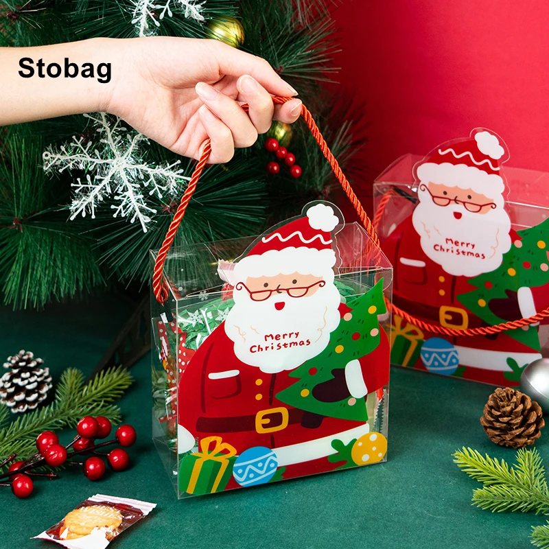 relais hoe Jaarlijks Stobag 6/12Pcs Trouwen Kerst Cadeau Doos Transparant Plastic Handvat Pakket  Kerstman Kids Kind Vakantie Gelukkig Jaar party Favor| | - AliExpress