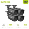 SANNCE 1080P HD 2PCS 4PCS Outdoor Bullet Weatherproof TVI Cameras Home Video Security Cameras Kit CCTV Surveillance Smart IR Kit 1