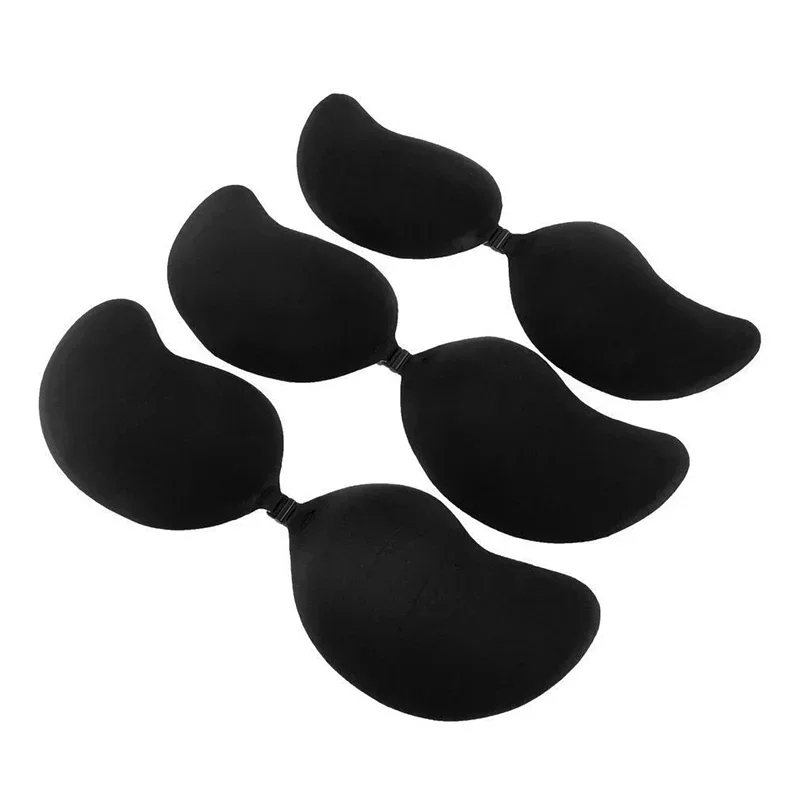 Women Stick On Women Push Up Sticky Strapless Backless Silicone Adhesive Invisible Bra Black/Nude