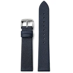 Premium Genuine Leather Smart Watch Band - Soft Cowhide Strap - 22mm (Blue)