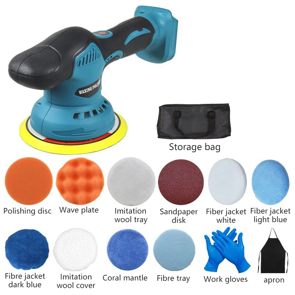 Electric Car Polisher 5500RPM 6 Gears Cordless Auto Polishing Wax Machine Car Repair Tools Set For Makita 21V Battery