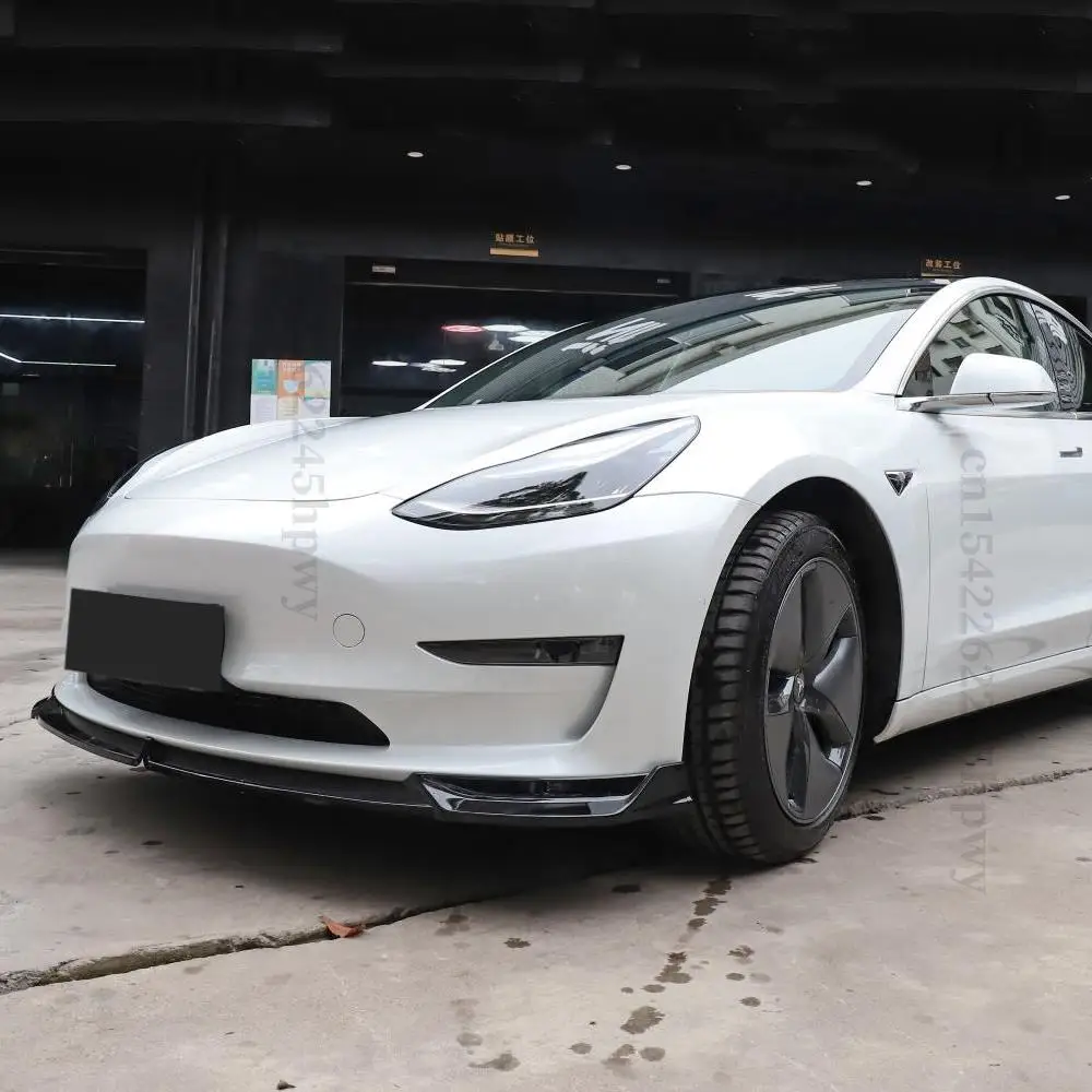 Front Bumper Lip Chin Diffuser Body Kit Spoiler Deflector Tuning Accessories For Tesla Model 3 Y + bumper separator,car bumper hook cover