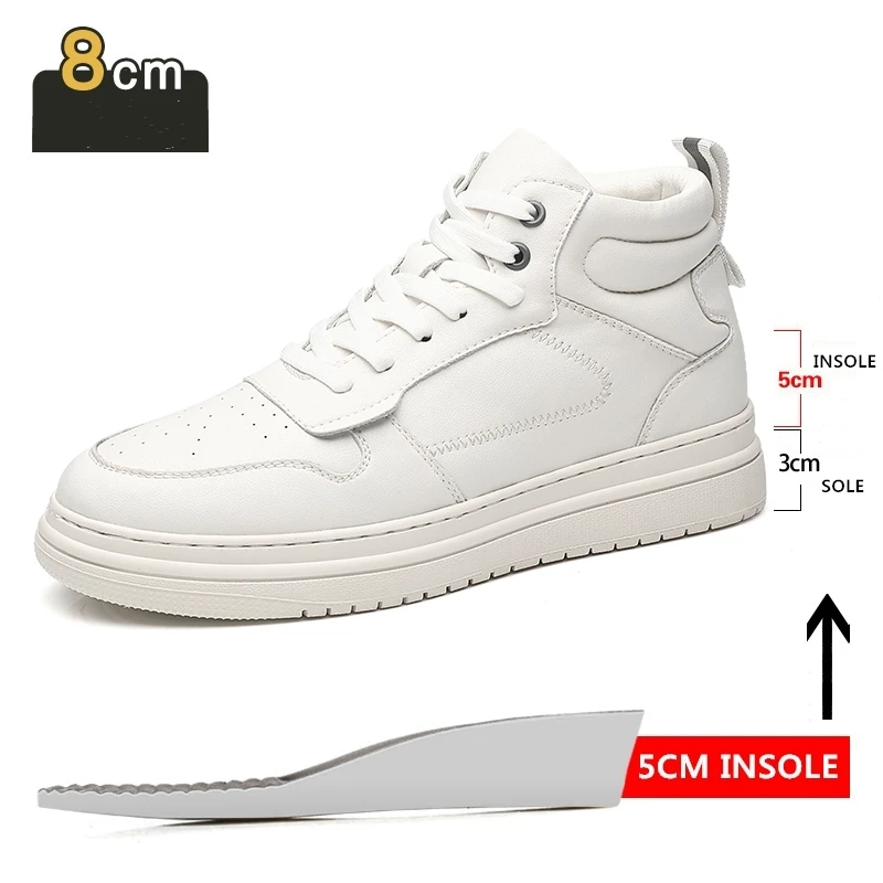 

Hidden Heel Men Casual Sport Shoes Fashion Man Lifted Sneaker High Heeled Mens Elevator Sneakers 8CM/6CM/3CM White Boat Shoes