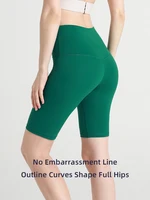 Summer new sans T line pure color yoga shorts Five-point Cycling Gym Run Sports Fitness Pants Tight Riding Shorts Women - Image 4