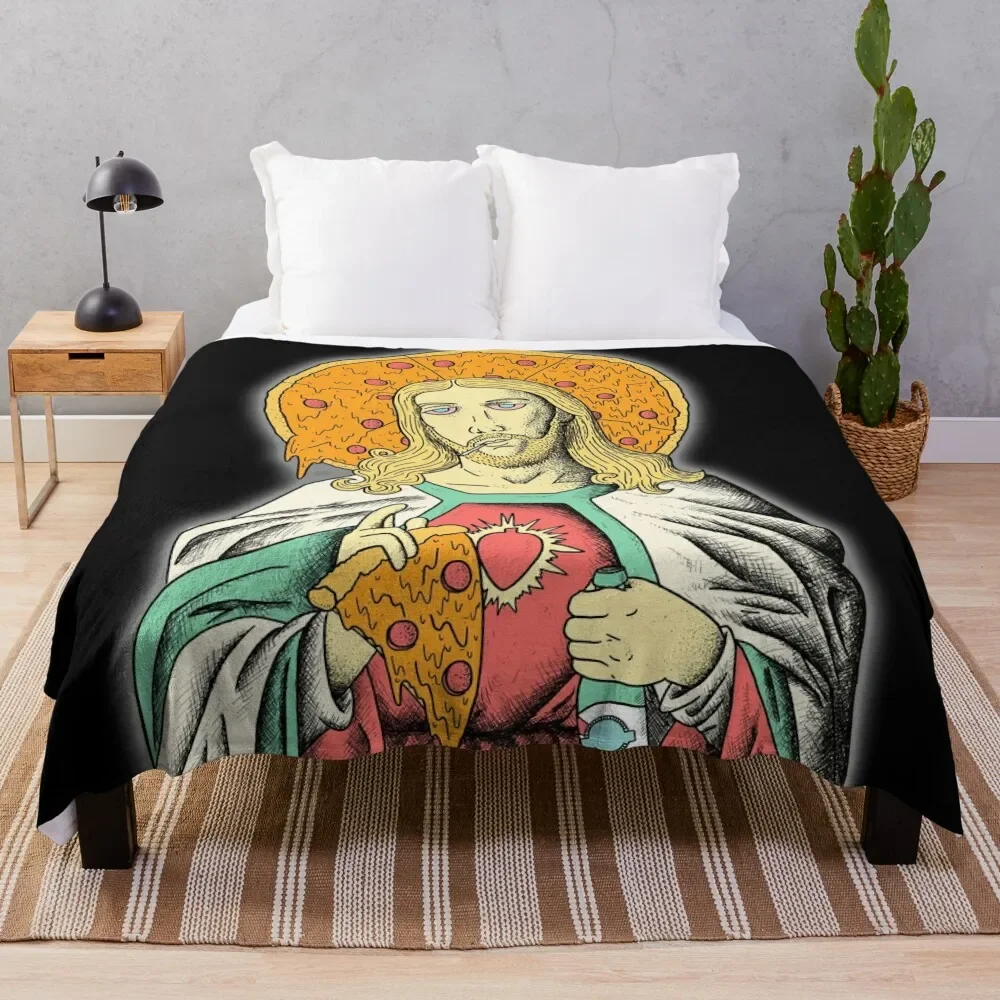 

Pizza Jesus Throw Blanket Large wednesday Tourist blankets ands Blankets