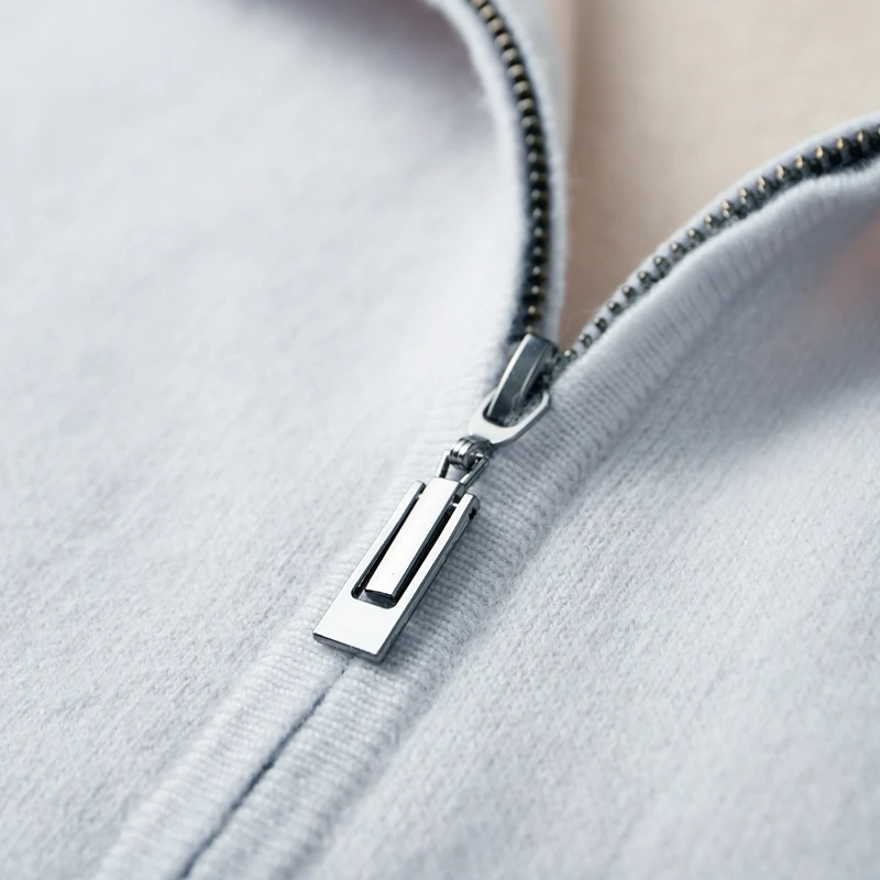 A-class 100% Pure Cashmere Coat Men's Zipper Hooded Knitted Cardigan Autumn Winter New Item Thick Air Layer Shirt Warm Menswear 5