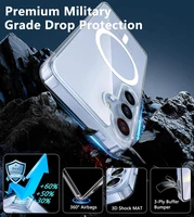 Strong Magnetic For Magsafe Wireless Charging Case For Samsung Galaxy S24 S23 S22 S21 FE Ultra Plus Hybrid Hard Cover Clear Soft - Image 3
