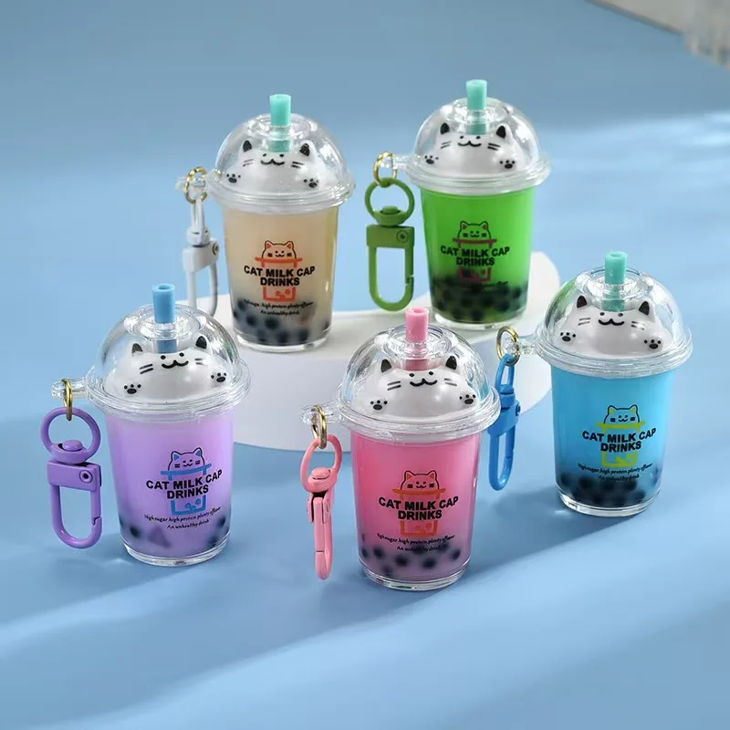 Portachiavi a Olio - Bicchiere Frappe Latte Gatto (Cat Liquid Milk Tea Cup )_1