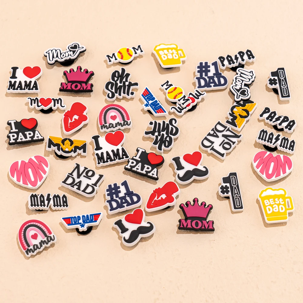 1pcs Mother's Day Charms for Dad Shoe Decorations Pins for Women Men Kids Girls Boys Favor Gifts Buckle Shoe Accessories